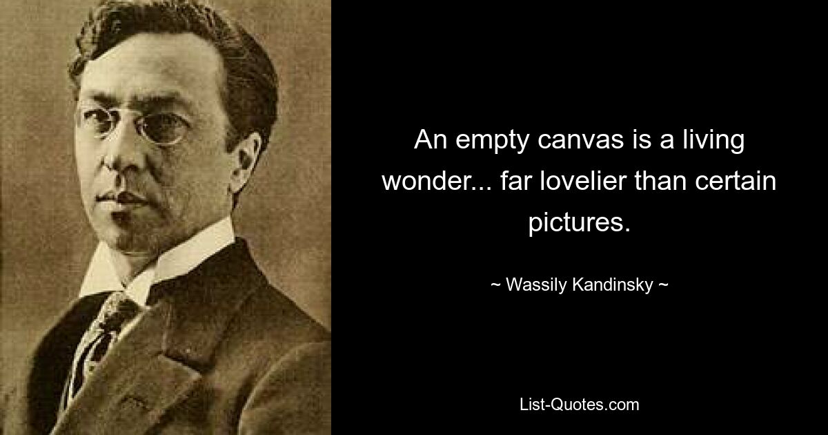 An empty canvas is a living wonder... far lovelier than certain pictures. — © Wassily Kandinsky