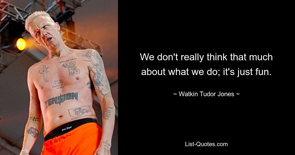 We don't really think that much about what we do; it's just fun. — © Watkin Tudor Jones