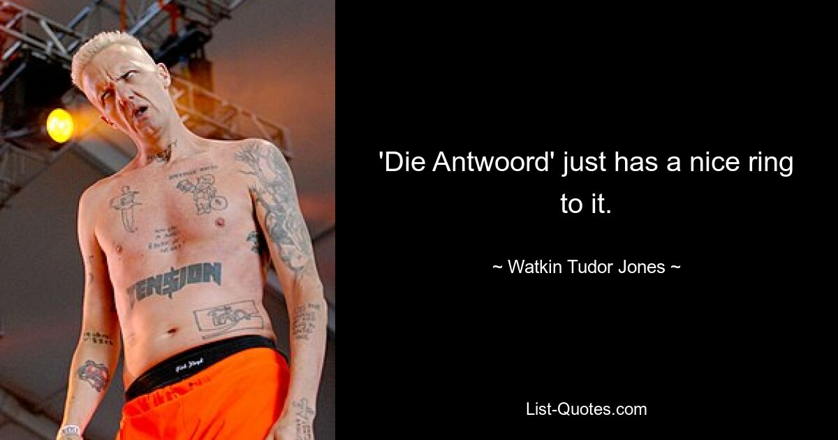 'Die Antwoord' just has a nice ring to it. — © Watkin Tudor Jones