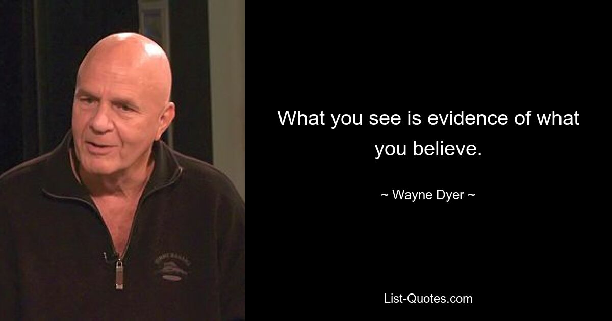 What you see is evidence of what you believe. — © Wayne Dyer