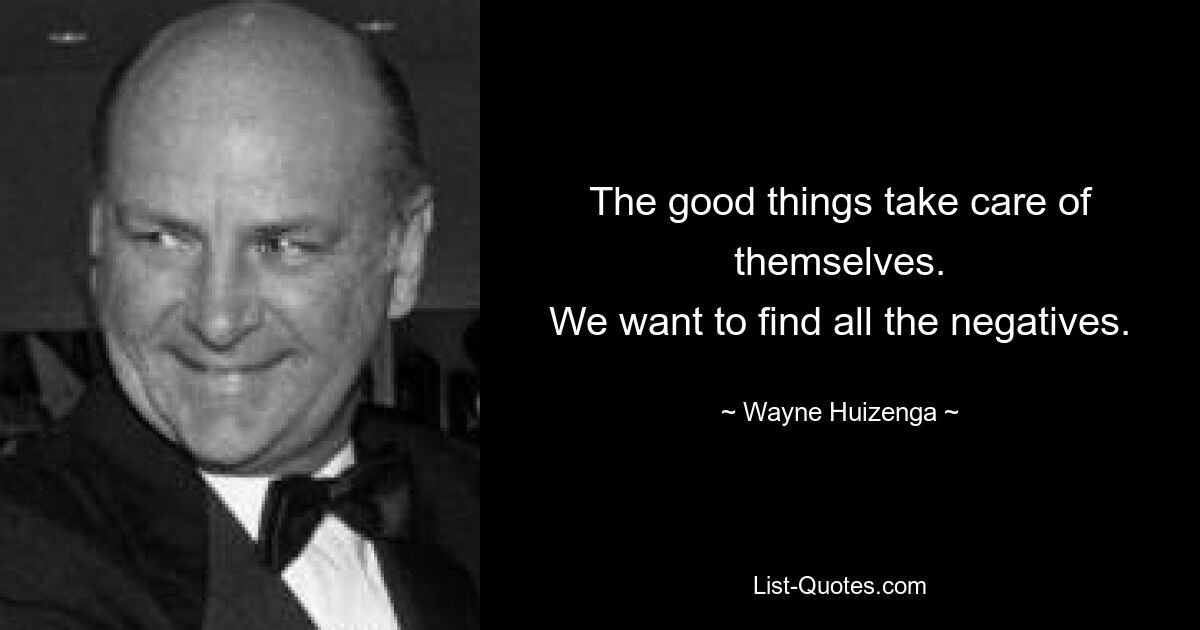 Хорошие вещи позаботятся о себе. Мы хотим найти все минусы. — © Уэйн Хуизенга 