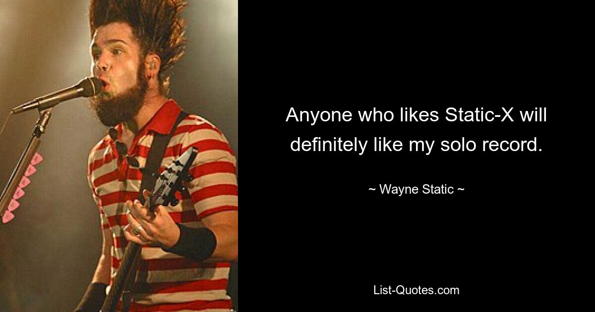 Anyone who likes Static-X will definitely like my solo record. — © Wayne Static