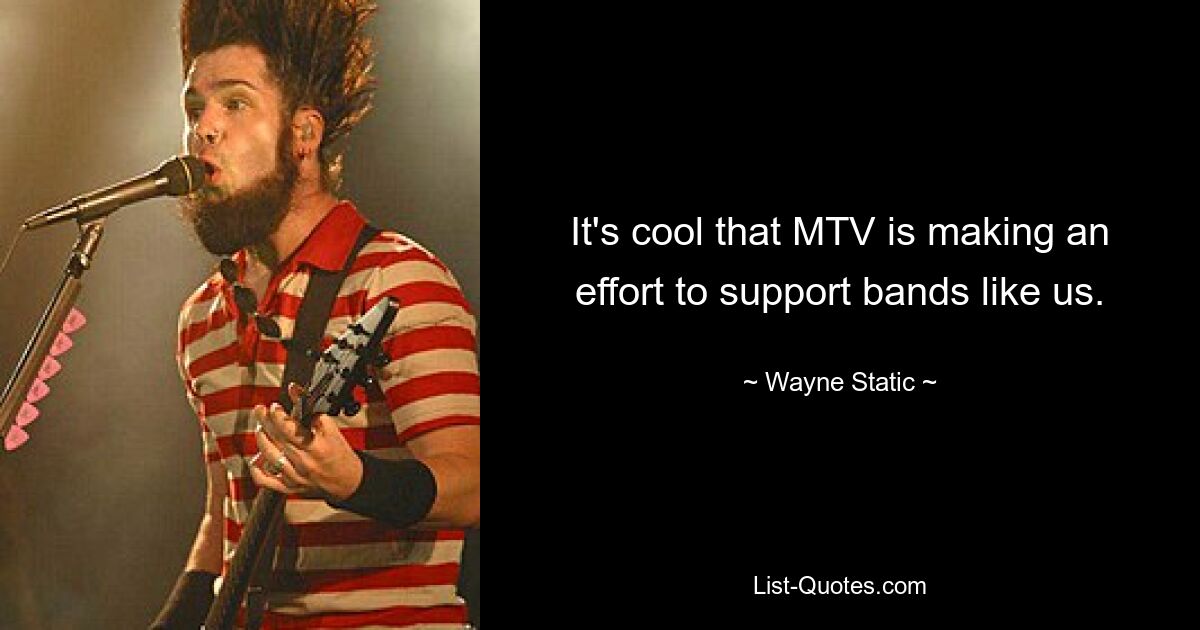 It's cool that MTV is making an effort to support bands like us. — © Wayne Static