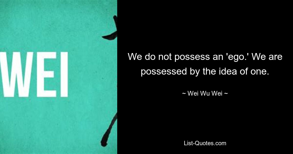 We do not possess an 'ego.' We are possessed by the idea of one. — © Wei Wu Wei