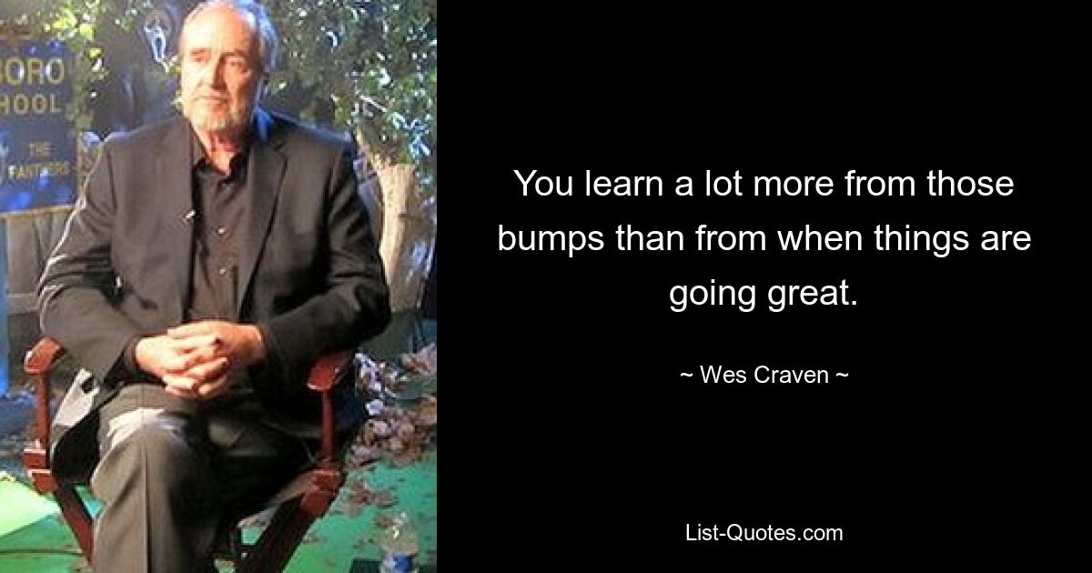 You learn a lot more from those bumps than from when things are going great. — © Wes Craven