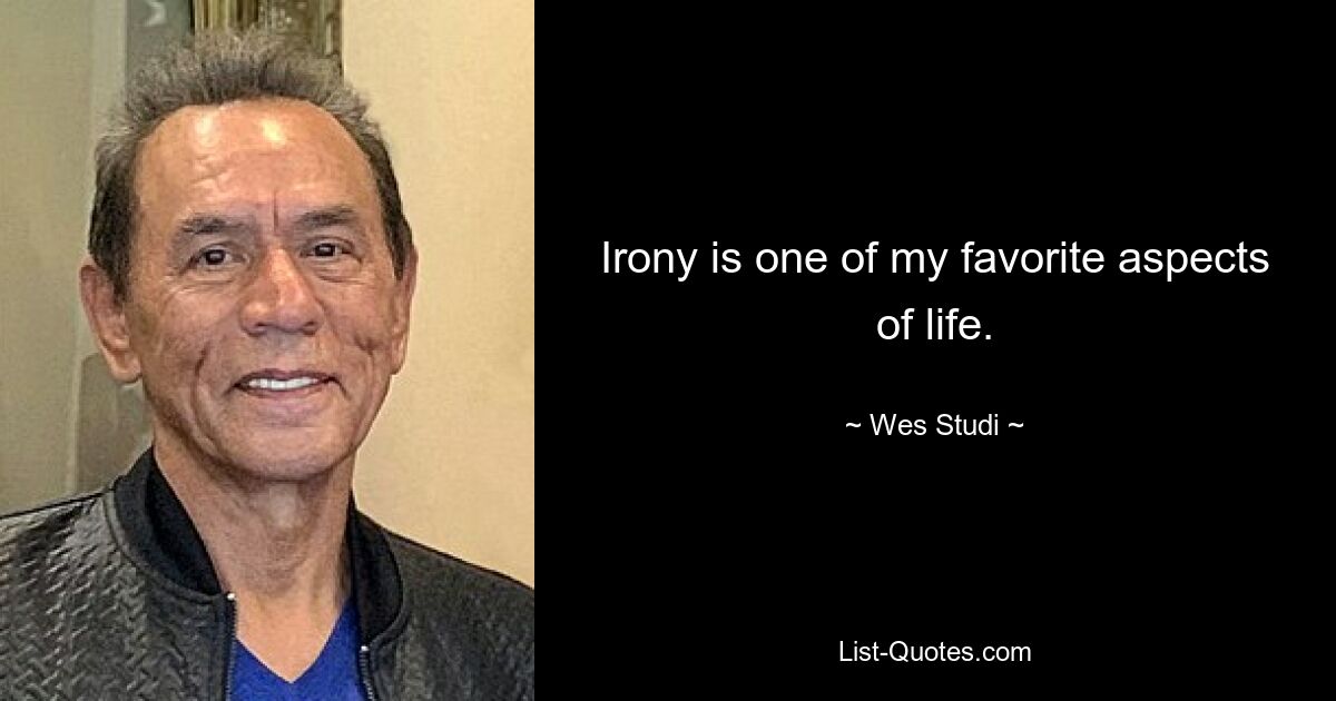 Irony is one of my favorite aspects of life. — © Wes Studi