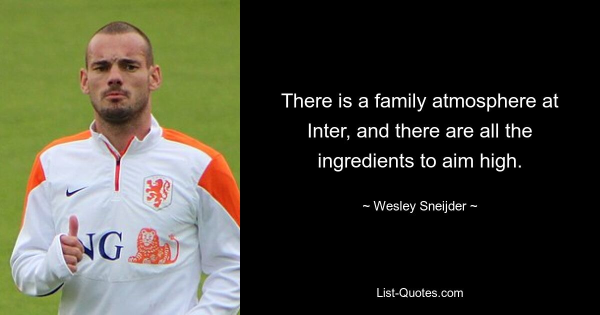 There is a family atmosphere at Inter, and there are all the ingredients to aim high. — © Wesley Sneijder