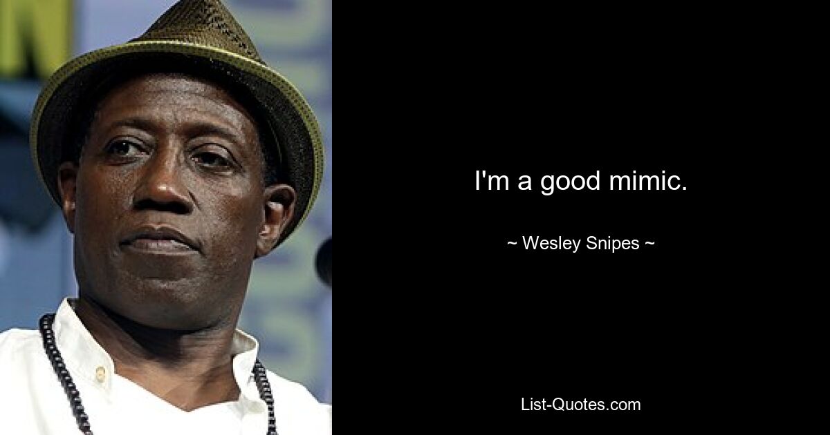 I'm a good mimic. — © Wesley Snipes