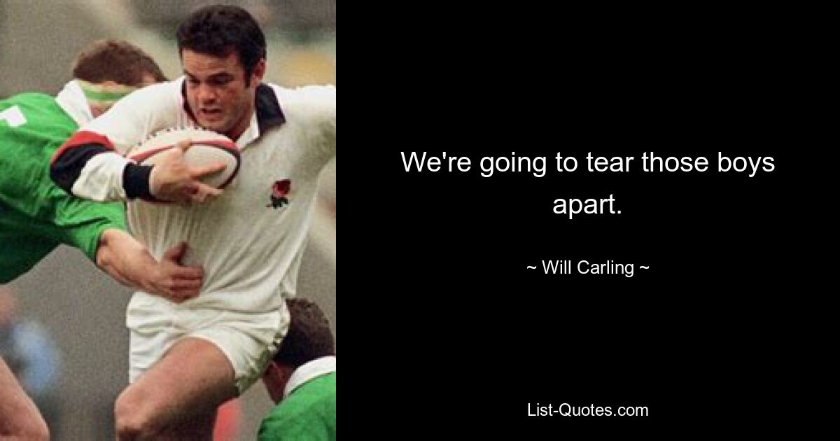 We're going to tear those boys apart. — © Will Carling