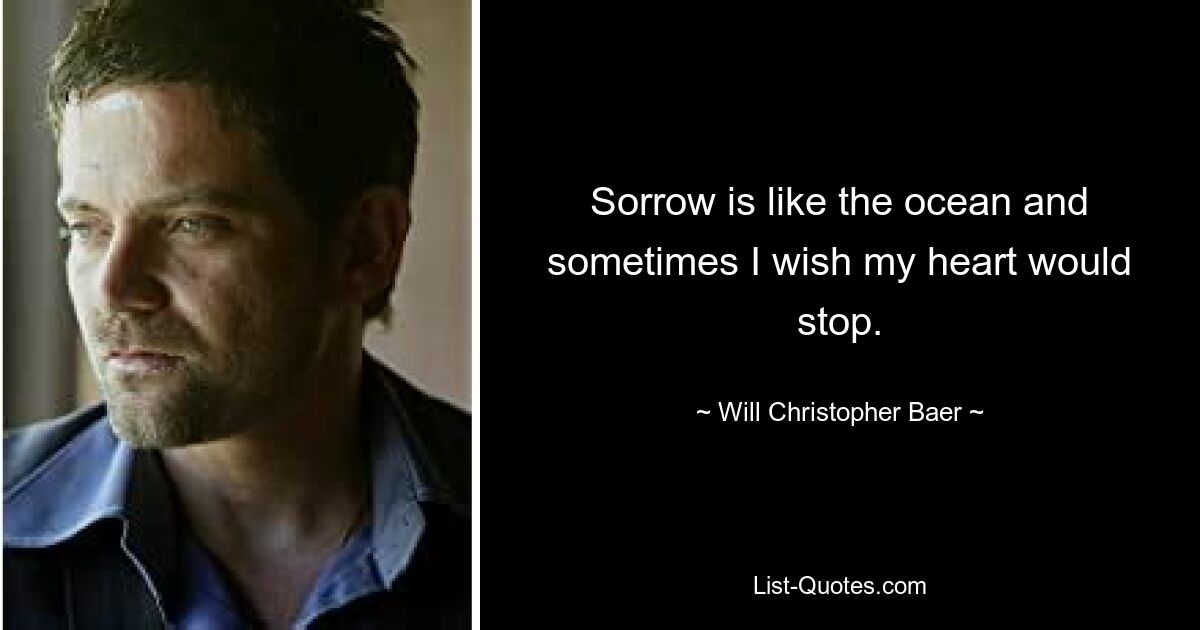 Sorrow is like the ocean and sometimes I wish my heart would stop. — © Will Christopher Baer