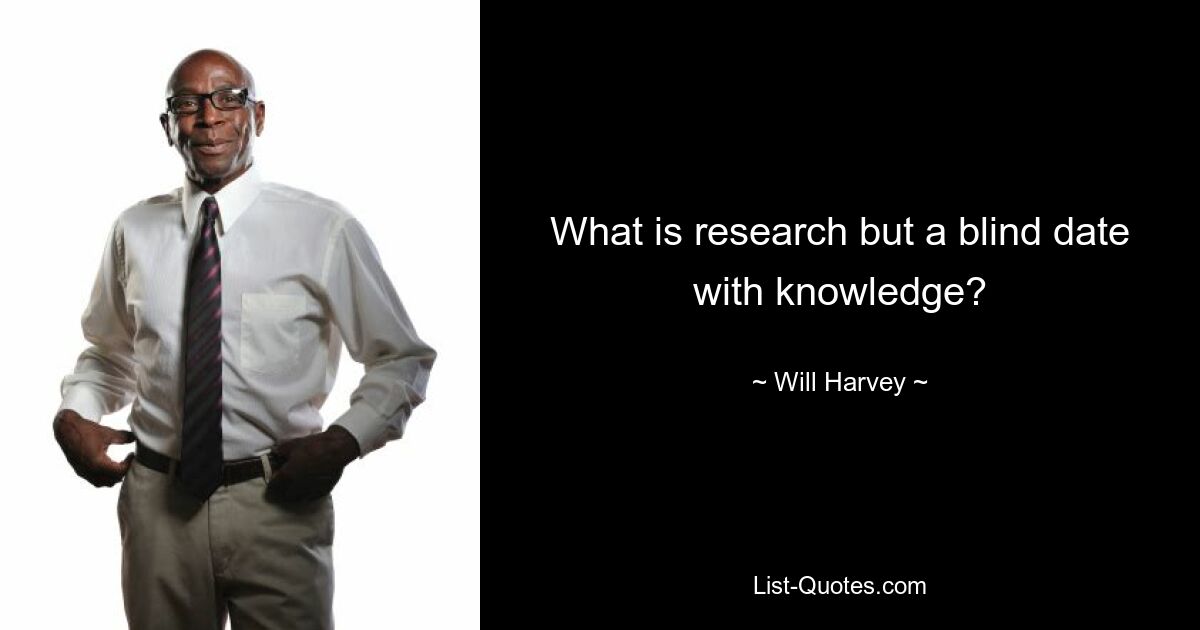 What is research but a blind date with knowledge? — © Will Harvey