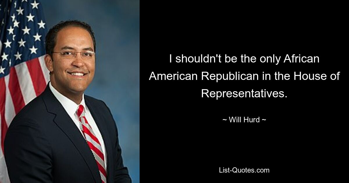 I shouldn't be the only African American Republican in the House of Representatives. — © Will Hurd