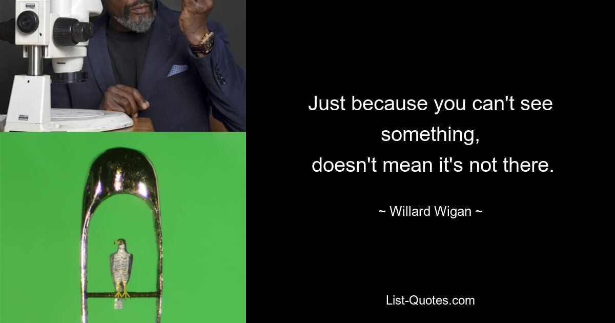 Just because you can't see something,
 doesn't mean it's not there. — © Willard Wigan