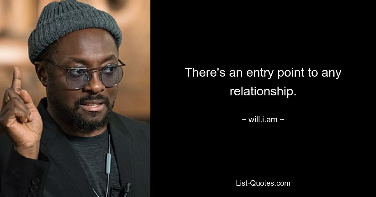 There's an entry point to any relationship. — © will.i.am