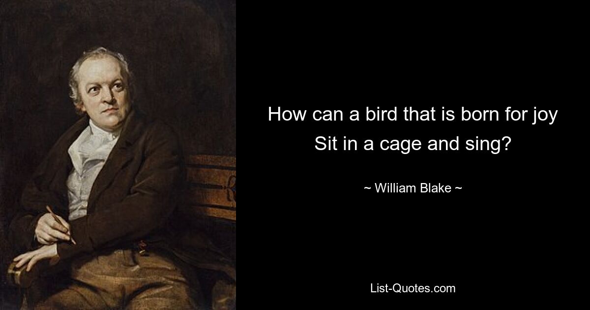 How can a bird that is born for joy Sit in a cage and sing? — © William Blake