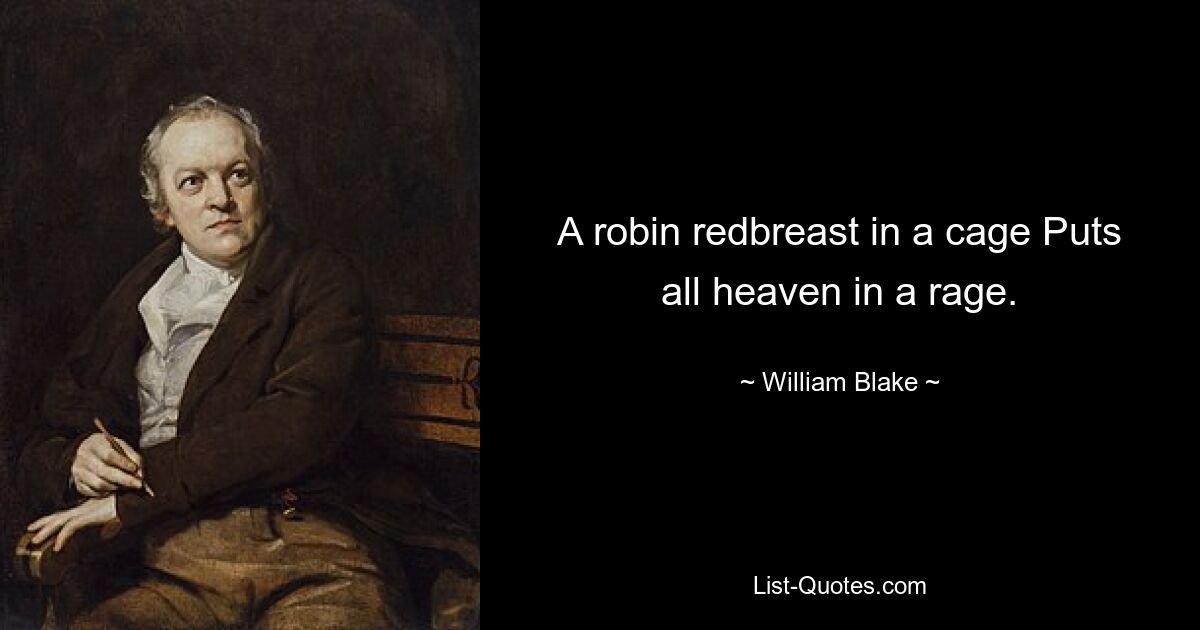 A robin redbreast in a cage Puts all heaven in a rage. — © William Blake