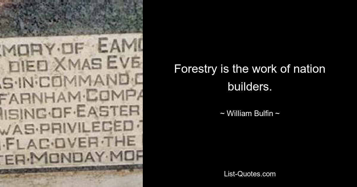 Forestry is the work of nation builders. — © William Bulfin