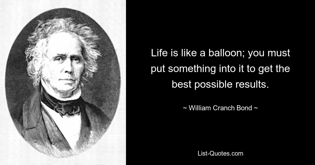 Life is like a balloon; you must put something into it to get the best possible results. — © William Cranch Bond