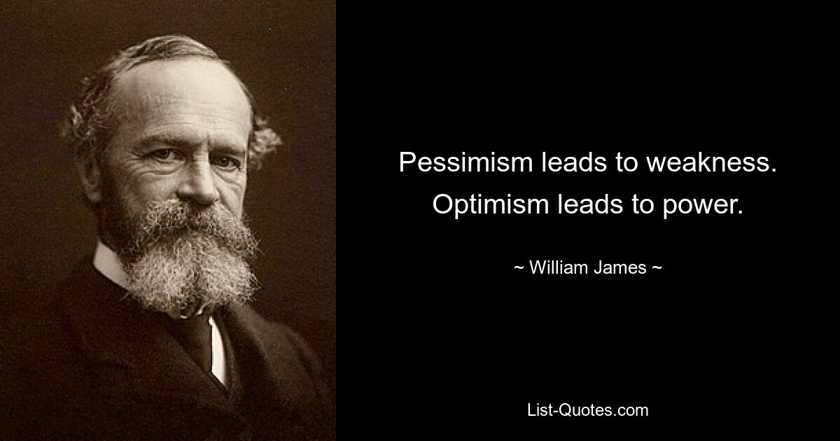 Pessimism leads to weakness. Optimism leads to power. — © William James