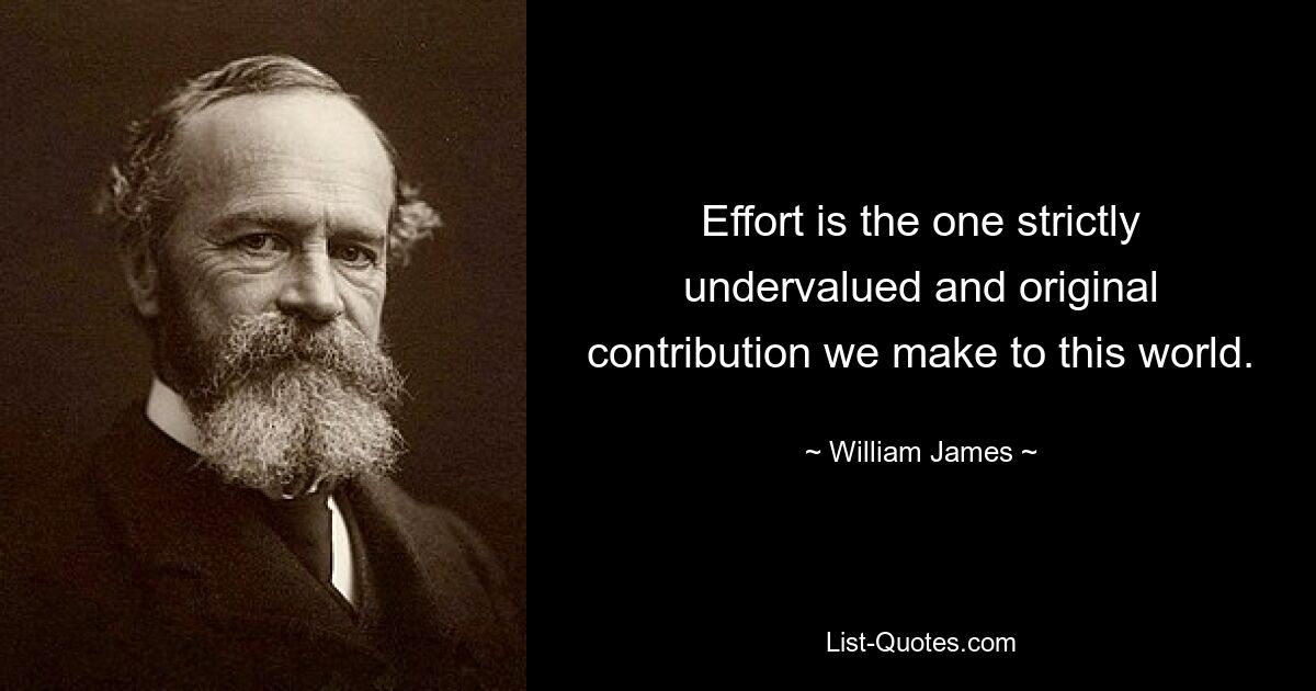 Effort is the one strictly undervalued and original contribution we make to this world. — © William James