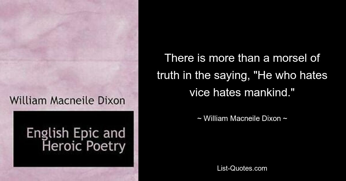 В поговорке «Тот, кто ненавидит порок, ненавидит человечество», есть более чем доля правды. — © Уильям Макнейл Диксон 