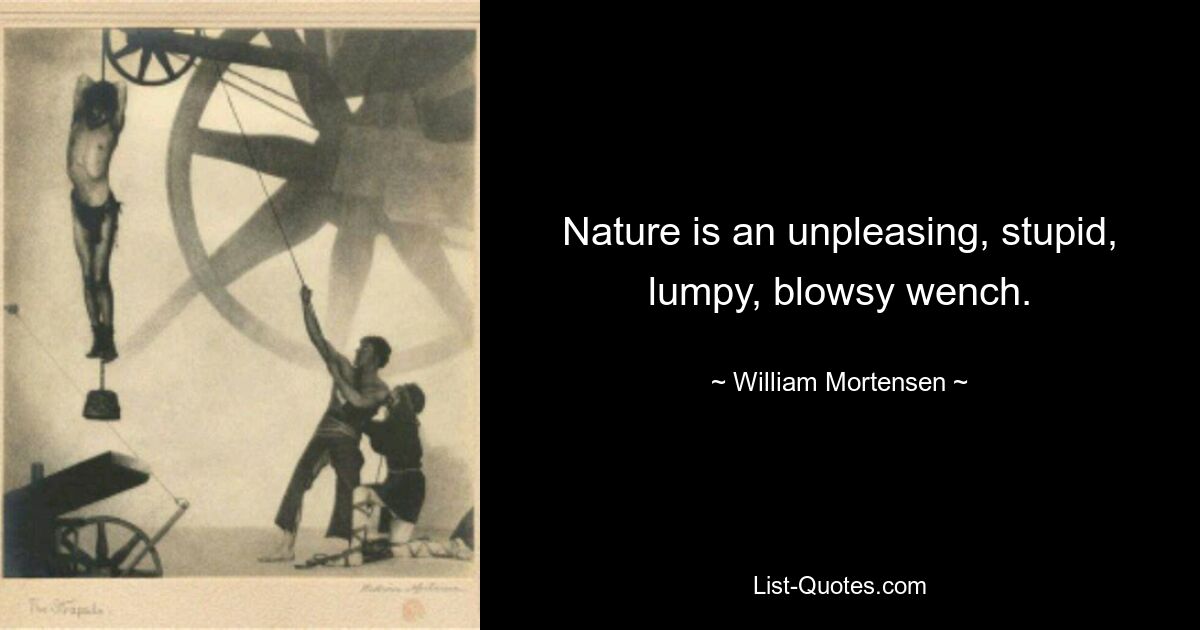 Nature is an unpleasing, stupid, lumpy, blowsy wench. — © William Mortensen