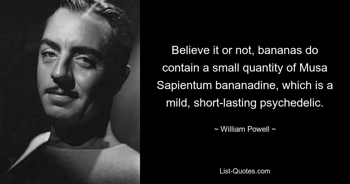 Believe it or not, bananas do contain a small quantity of Musa Sapientum bananadine, which is a mild, short-lasting psychedelic. — © William Powell