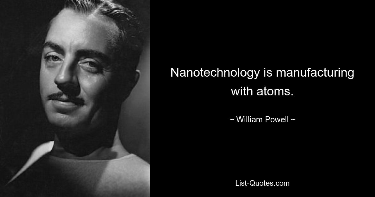 Nanotechnology is manufacturing with atoms. — © William Powell