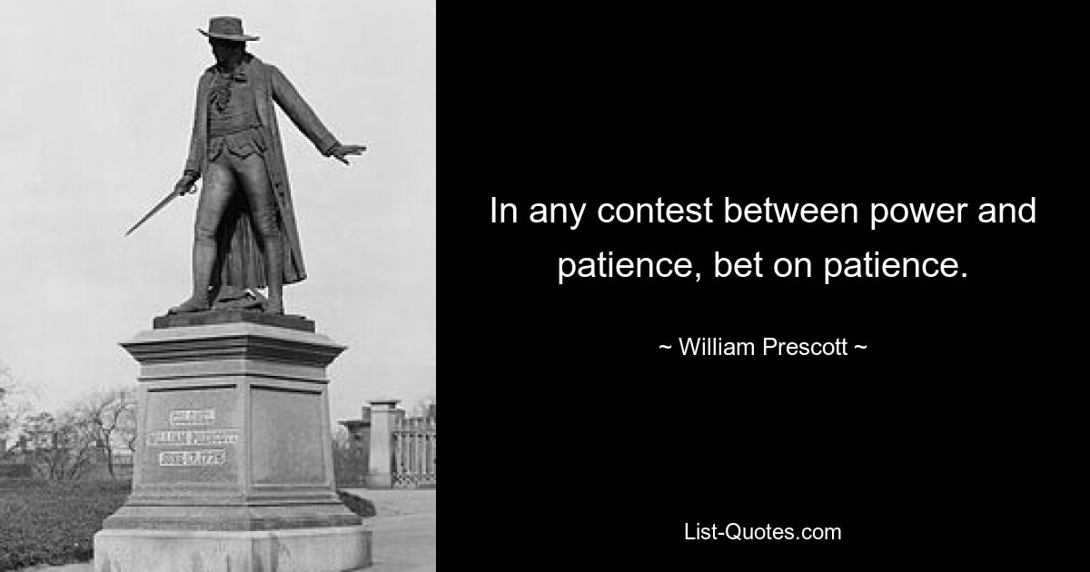 В любом состязании между силой и терпением делайте ставку на терпение. — © Уильям Прескотт 