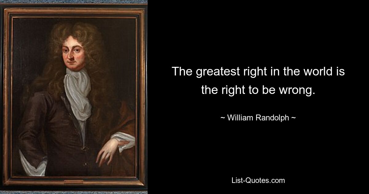 The greatest right in the world is the right to be wrong. — © William Randolph