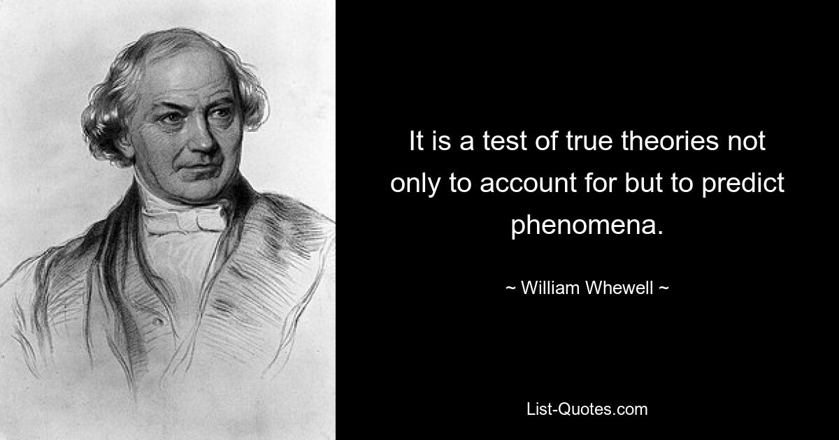 Это проверка истинных теорий, позволяющих не только объяснять, но и предсказывать явления. — © Уильям Уэвелл 