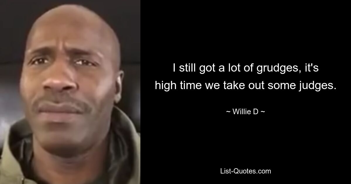 I still got a lot of grudges, it's high time we take out some judges. — © Willie D