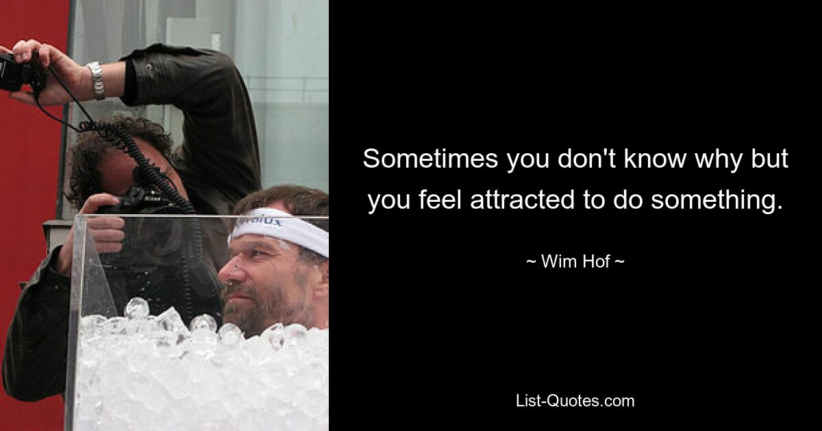 Sometimes you don't know why but you feel attracted to do something. — © Wim Hof