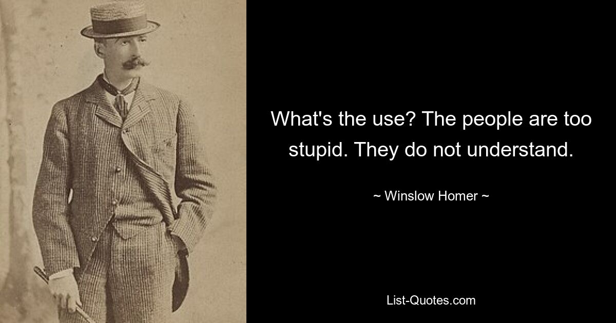 What's the use? The people are too stupid. They do not understand. — © Winslow Homer