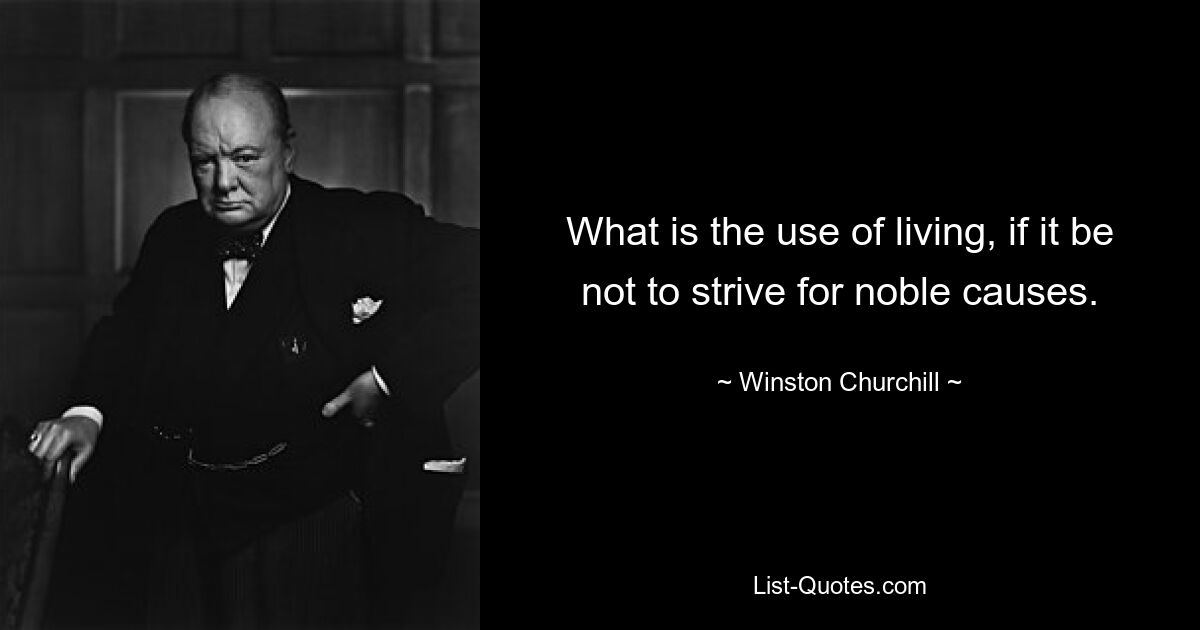 What is the use of living, if it be not to strive for noble causes. — © Winston Churchill