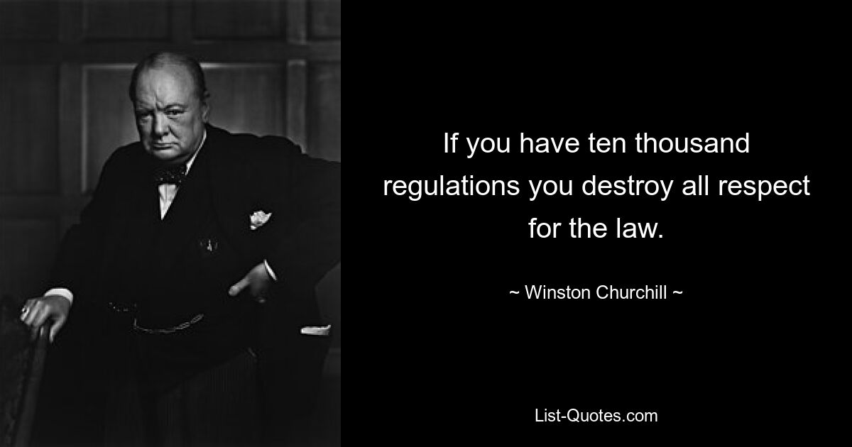 If you have ten thousand regulations you destroy all respect for the law. — © Winston Churchill