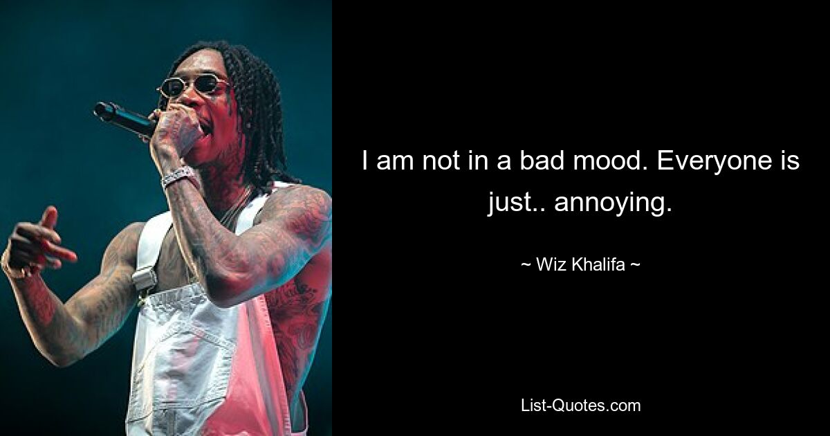 I am not in a bad mood. Everyone is just.. annoying. — © Wiz Khalifa