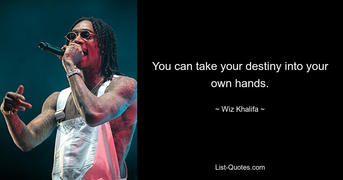 You can take your destiny into your own hands. — © Wiz Khalifa