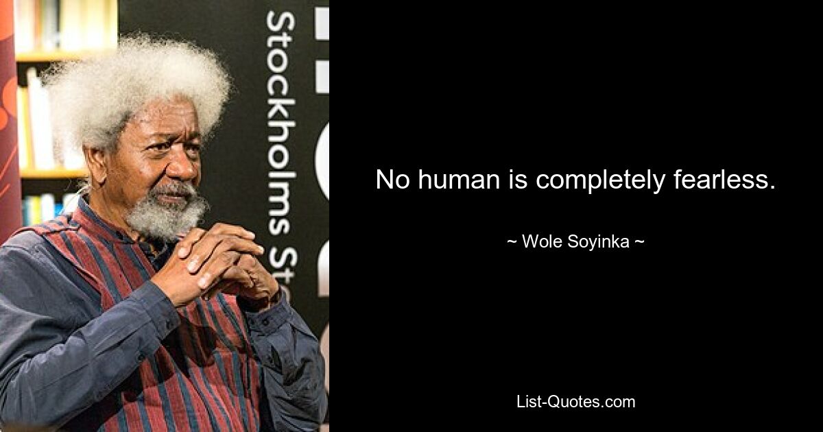 No human is completely fearless. — © Wole Soyinka