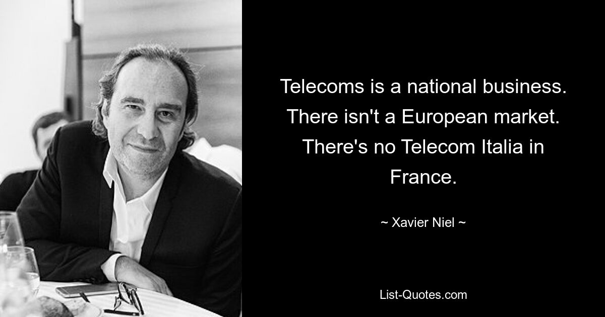 Telecoms is a national business. There isn't a European market. There's no Telecom Italia in France. — © Xavier Niel