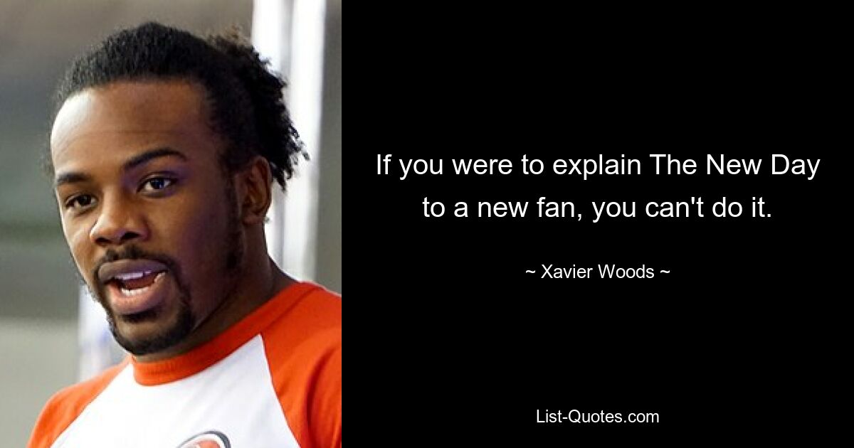 If you were to explain The New Day to a new fan, you can't do it. — © Xavier Woods