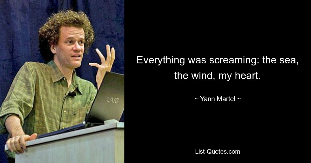 Everything was screaming: the sea, the wind, my heart. — © Yann Martel