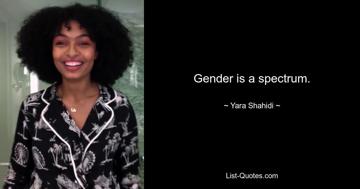 Gender is a spectrum. — © Yara Shahidi