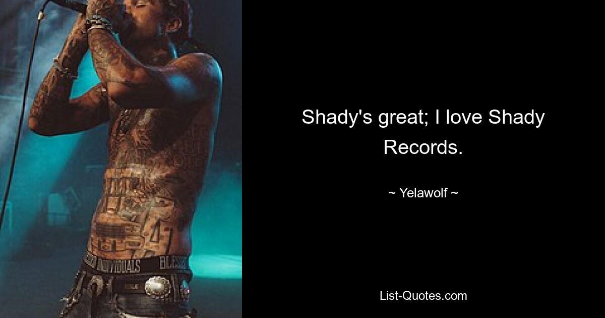 Shady's great; I love Shady Records. — © Yelawolf