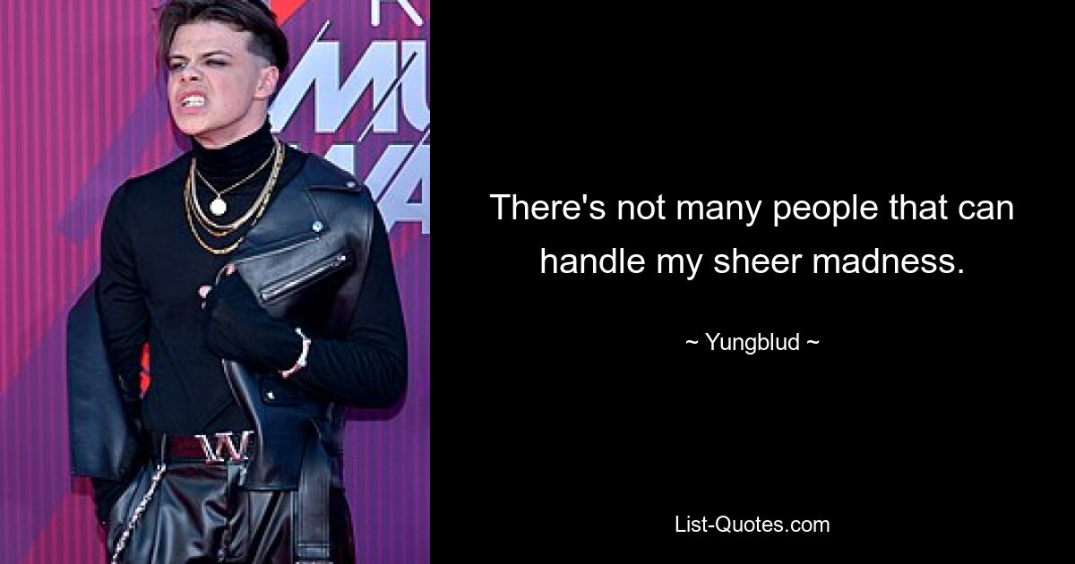 There's not many people that can handle my sheer madness. — © Yungblud