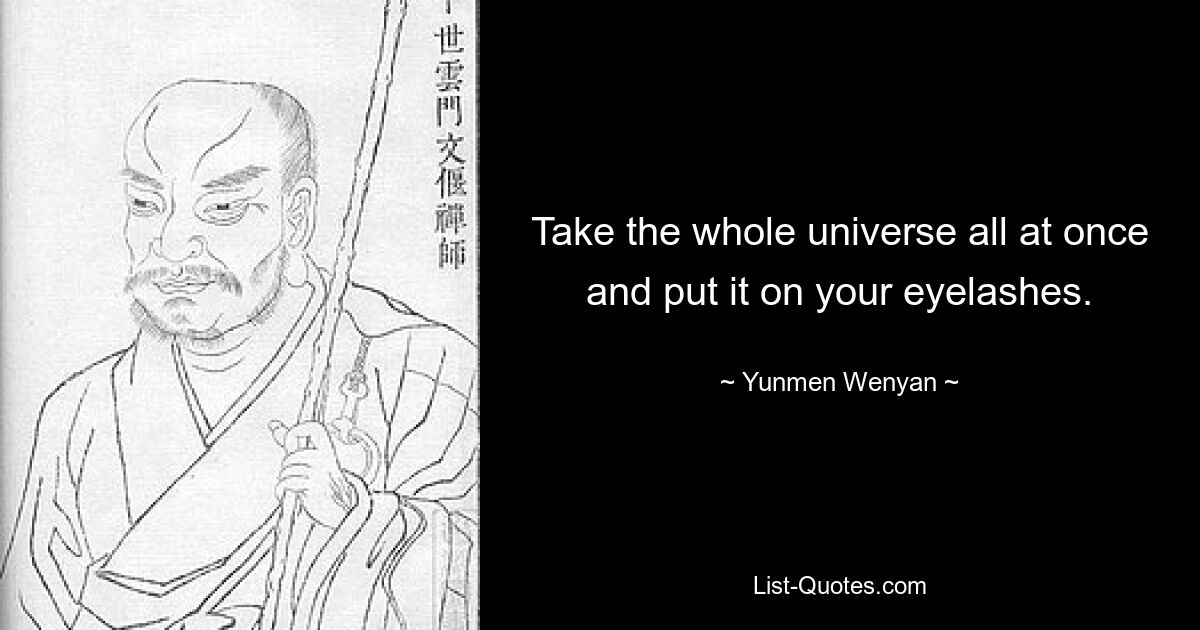 Take the whole universe all at once and put it on your eyelashes. — © Yunmen Wenyan