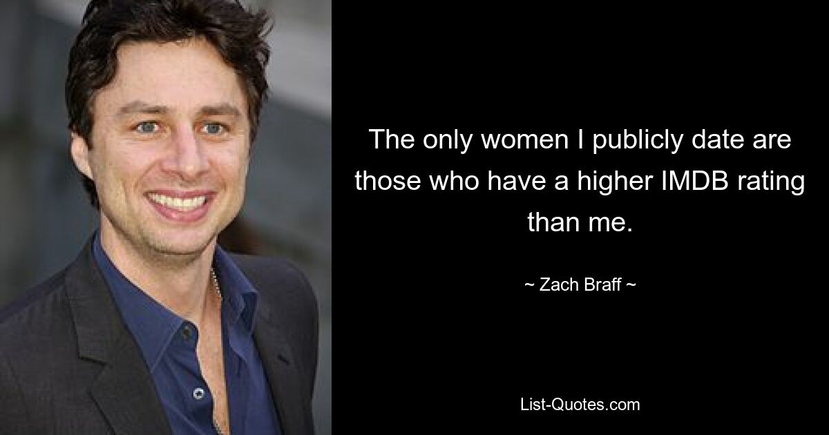 The only women I publicly date are those who have a higher IMDB rating than me. — © Zach Braff