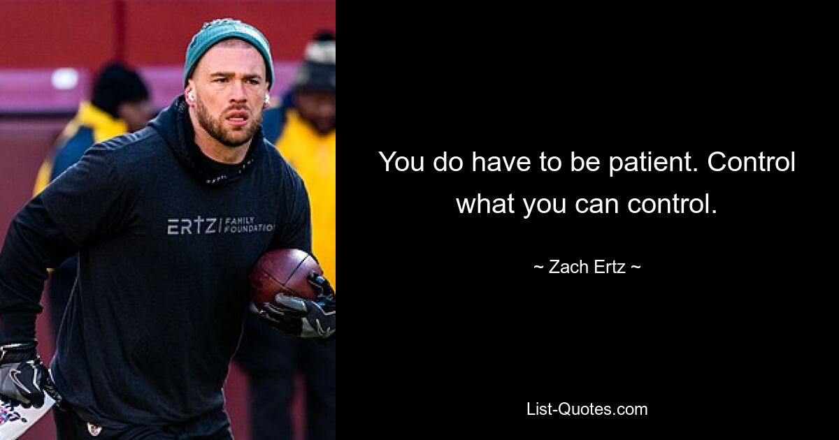 You do have to be patient. Control what you can control. — © Zach Ertz