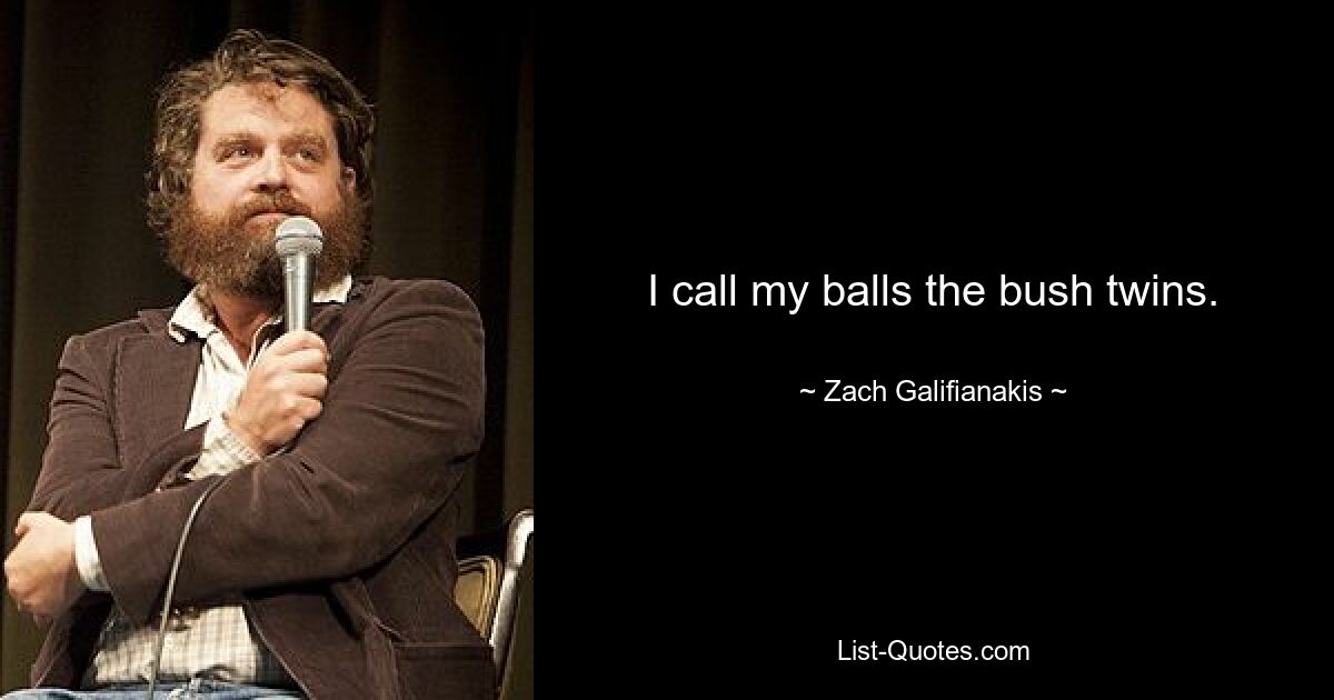 I call my balls the bush twins. — © Zach Galifianakis