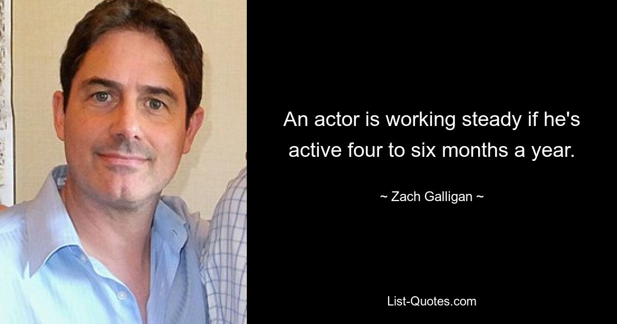 An actor is working steady if he's active four to six months a year. — © Zach Galligan